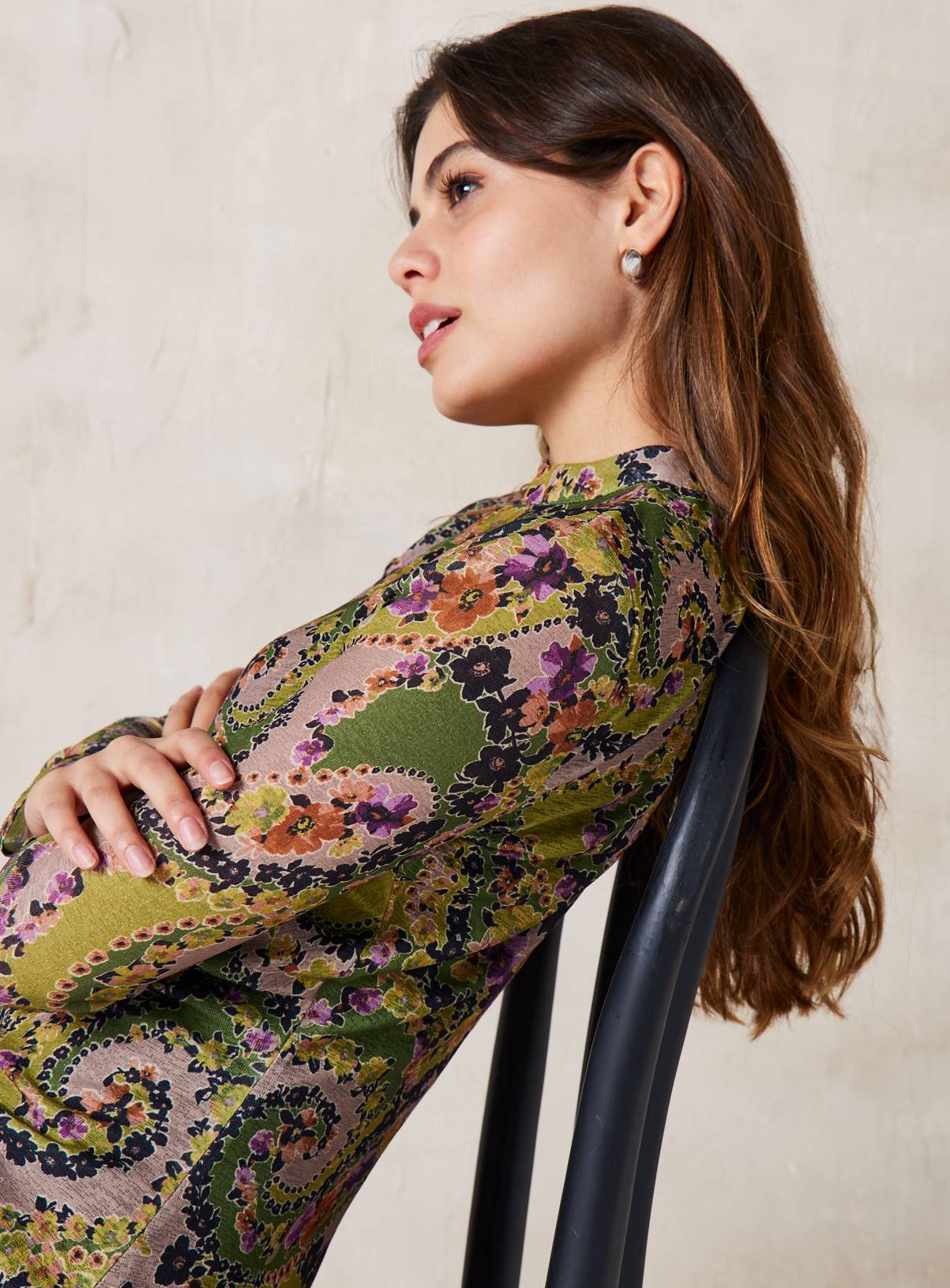 EVERBELLE Jacquard Paisley Print Ruched Jersey Dress 8 - Image 2
